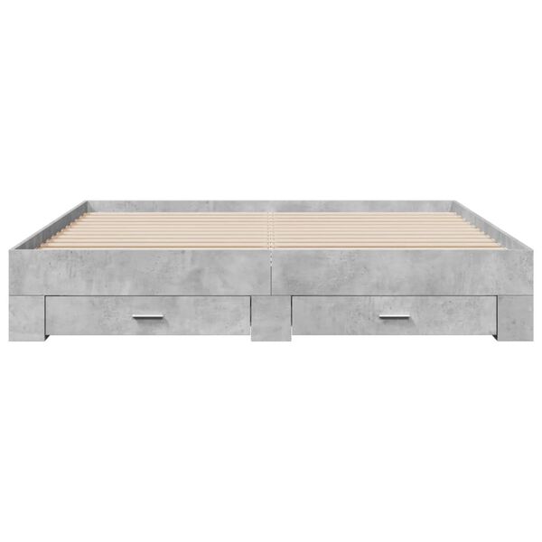 vidaXL Bed Frame with Drawers without Mattress Concrete Grey 200x200 cm