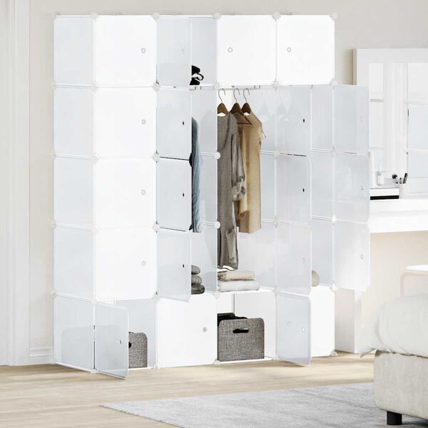 vidaXL Storage Cube Organiser with 20 Cubes and Hanging Rods PP