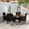 vidaXL 5 Piece Garden Bistro Set Poly Rattan and Solid Wood Black