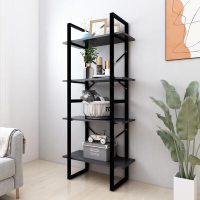 vidaXL 4-Tier Book Cabinet Grey 60x30x140 cm Engineered Wood