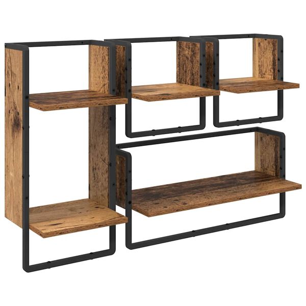 vidaXL Wall Shelf Set 4 pcs Old Wood 65 x 25 x 30 cm Engineered Wood