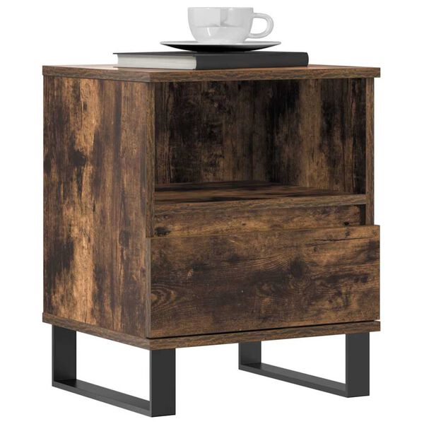 vidaXL Bedside Cabinet Smoked Oak 40x35x50 cm Engineered Wood