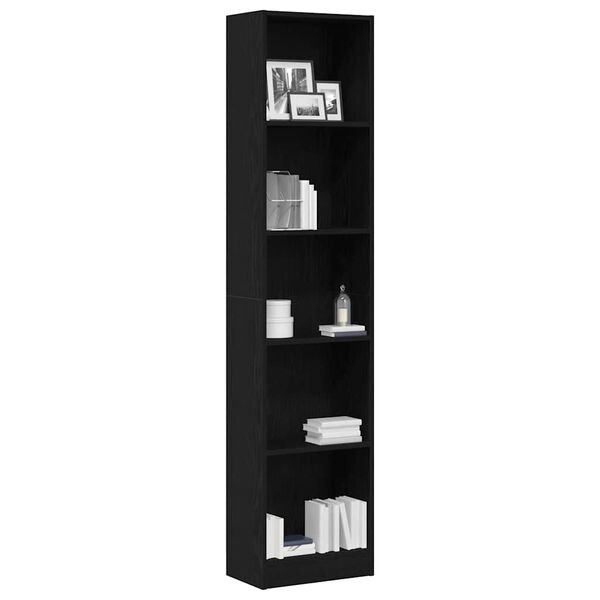 vidaXL Bookcase Black Oak 40x24x176 cm Engineered Wood