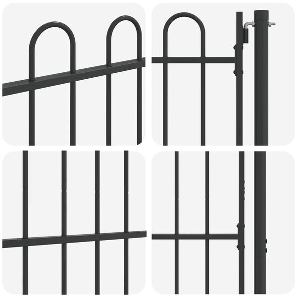 vidaXL Fence Gate with Lock Grey 103 x 200 cm Powder-Coated Steel