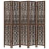 vidaXL Room Divider 5 Panels Dark Brown Solid Wood Paulownia
