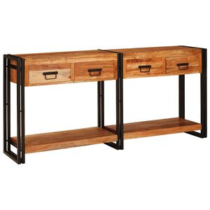vidaXL Console Tables 2 pcs Brown 161 x 33 x 75 cm Solid Acacia Wood