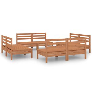 vidaXL 8 Piece Garden Lounge Set Honey Brown Solid Pinewood