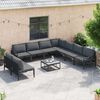 vidaXL Garden Sofa Set with Cushion 10 pcs Black Steel