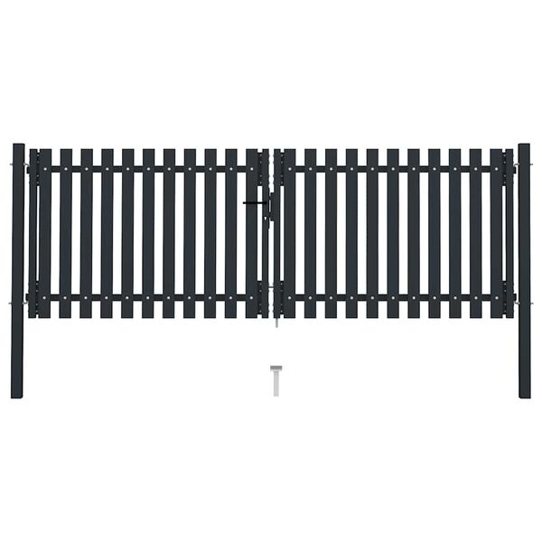vidaXL Double Door Fence Gate Steel 300x125 cm Anthracite