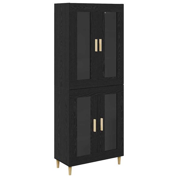 vidaXL Highboard Black Oak 69.5 x 34 x 180 cm Engineered Wood