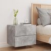 vidaXL Wall-mounted Bedside Cabinet with LED Lights Concrete Gery