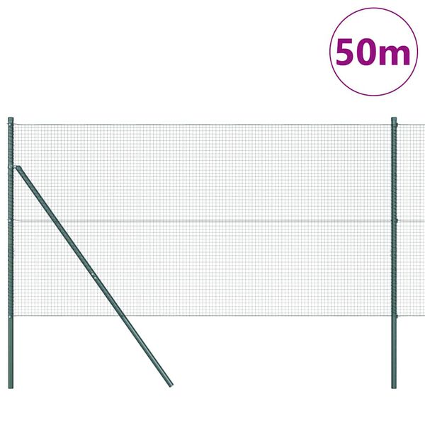 vidaXL Fence Post Green 50 x 1.2 m (19 x 19 mm mesh) Steel and PVC