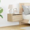 vidaXL Wall-mounted Bedside Cabinet with LED Lights Sonoma Oak