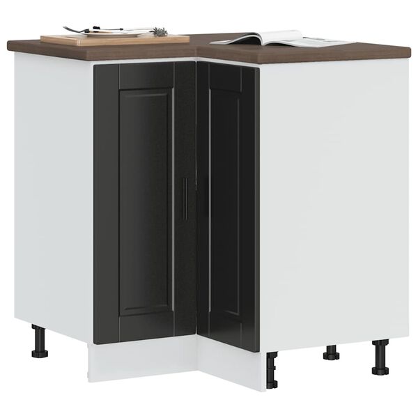 vidaXL Kitchen Corner Base Cabinet Porto Black Engineered Wood