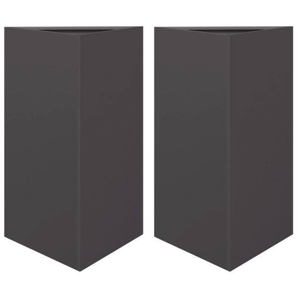 vidaXL Garden Planters 2 pcs Black Triangular 50x43x75 cm Steel