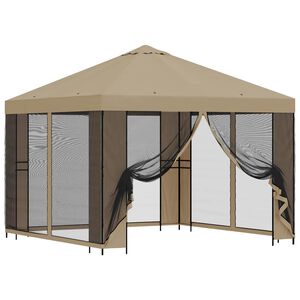 vidaXL Garden Gazebo with Sidewalls 3 x 3 m Beige Polyester and Steel