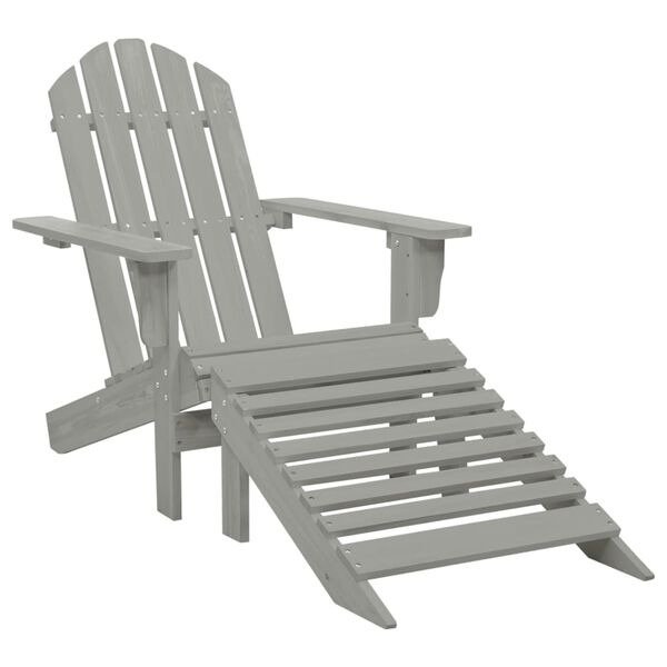 vidaXL Garden Chair with Ottoman Wood Grey