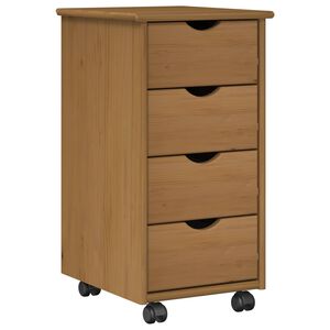 vidaXL Rolling Cabinet Honey Brown 34 x 39 x 65.5 cm Solid Pine Wood