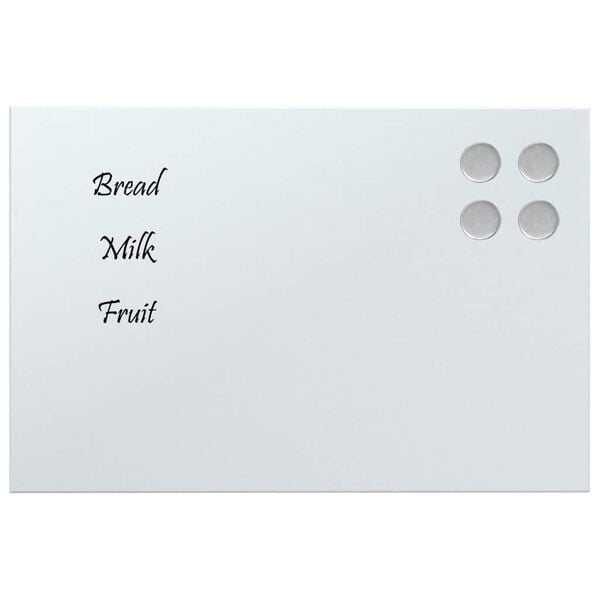vidaXL Wall-mounted Magnetic Board White 30x20 cm Tempered Glass