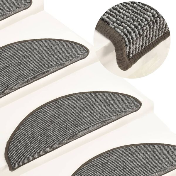 vidaXL Stair Mats 15 pcs 65x21x4 cm Grey Half Round Large