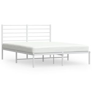 vidaXL Metal Bed Frame without Mattress with Headboard White 140x200cm