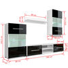 vidaXL 4 pcs Black High Gloss Wall Display Cabinet TV Unit with LED Lighting