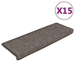 vidaXL Stair Mats Self-adhesive Sisal-Look 15 pcs 65x21x4 cm Grey and Beige