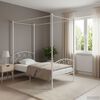 vidaXL Canopy Bed Frame without Mattress White Metal 120x200 cm