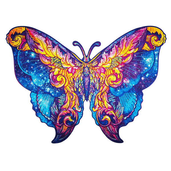 UNIDRAGON 700 Piece Wooden Jigsaw Puzzle Intergalaxy Butterfly Royal Size 60x44 cm