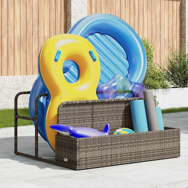vidaXL Poolside Float Storage Grey 110x100x57 cm Poly Rattan