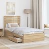 vidaXL Bed Frame Sonoma Oak and Silver 75 x 190 cm Engineered Wood