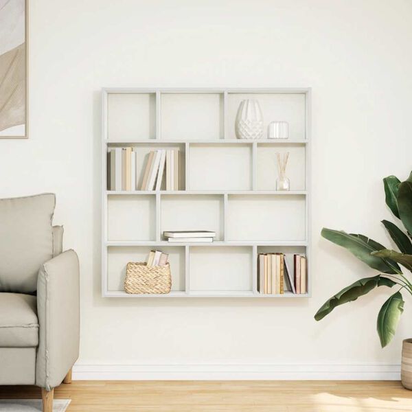 vidaXL Wall Cube Shelf 12 Compartments White Engineered Wood