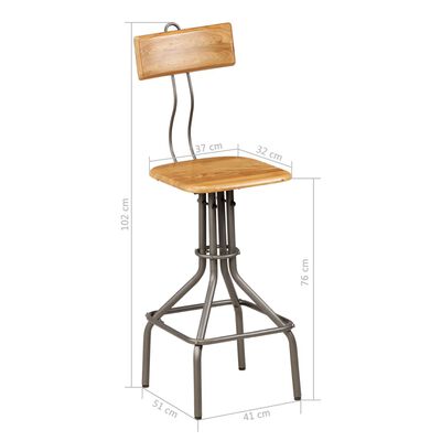 vidaXL Bar Chairs 2 pcs Solid Reclaimed Teak Wood