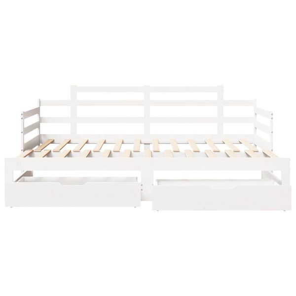 vidaXL Daybed with Trundle and Drawers without Mattress White 90x200 cm