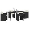 vidaXL Garden Dining Set with Cushion 5 pcs Black Poly Rattan