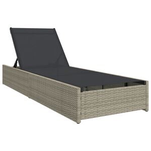 vidaXL Sun Lounger Reclining Beige 200.5 x 70 x 75 cm Poly Rattan