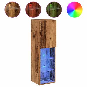 vidaXL TV Cabinets with LED Lights 2 pcs Old Wood 30.5x30x102 cm