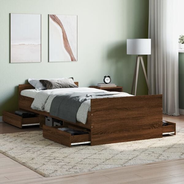 vidaXL Bed Frame without Mattress Brown Oak 90x190 cm Single