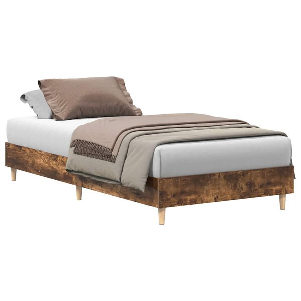 vidaXL Bed Frame No Mattress Smoked Oak 100x200 cm Engineered Wood