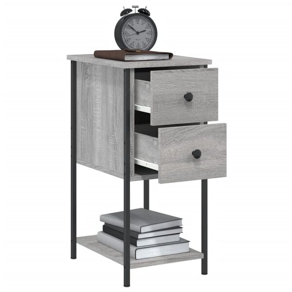 vidaXL Bedside Cabinet Grey Sonoma 32x42x70 cm Engineered Wood