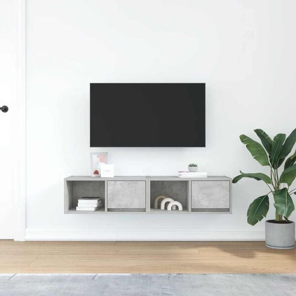 vidaXL TV Cabinets 2 pcs Concrete Grey 60x31x25.5 cm Engineered Wood