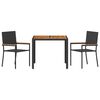vidaXL Garden Dining Set 3 pcs Black Poly Rattan