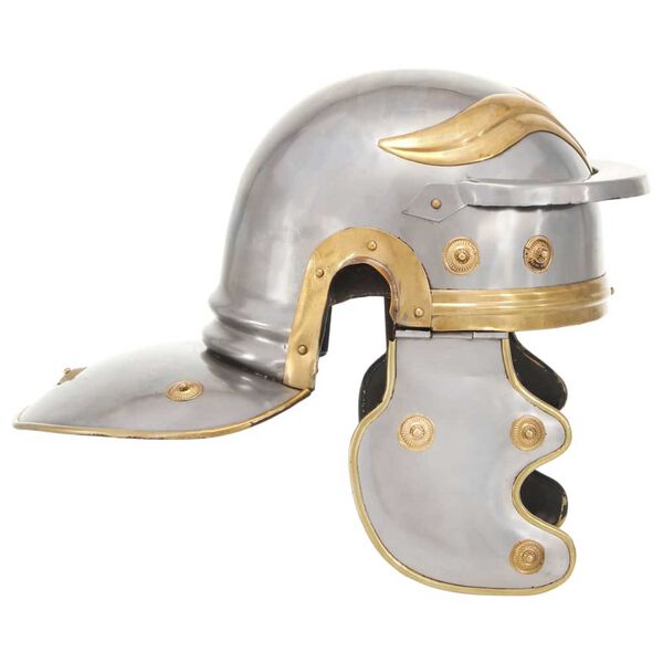 vidaXL Roman Soldier Helmet Antique Replica LARP Silver Steel