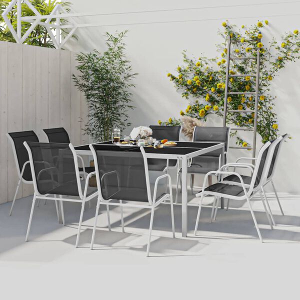 vidaXL 9 Piece Outdoor Dining Set Steel