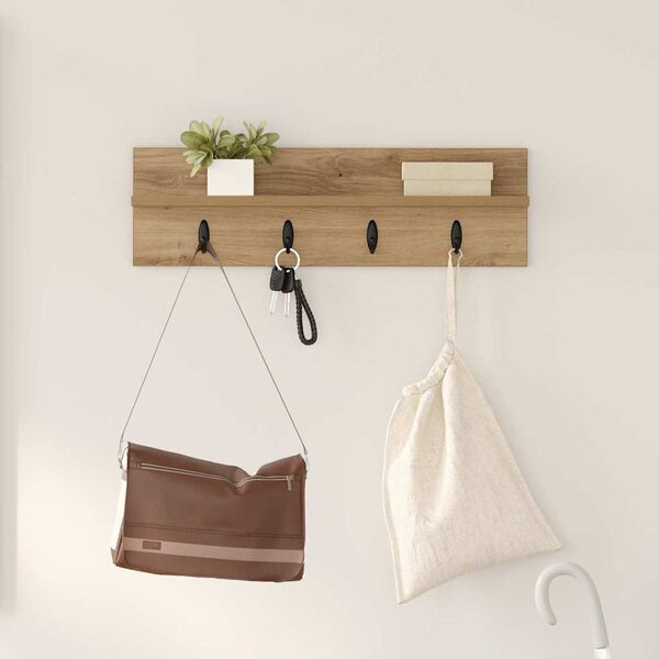 vidaXL Wall-Mounted Coat Rack Artisan Oak 60 x 10.5 x 18 cm