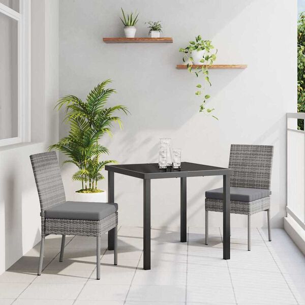 vidaXL Garden Dining Set 3 pcs Grey Powder-Coated Steel