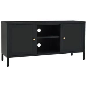 vidaXL TV Cabinet | Black | Black powder-coated steel | Medium | Adjustable Feet