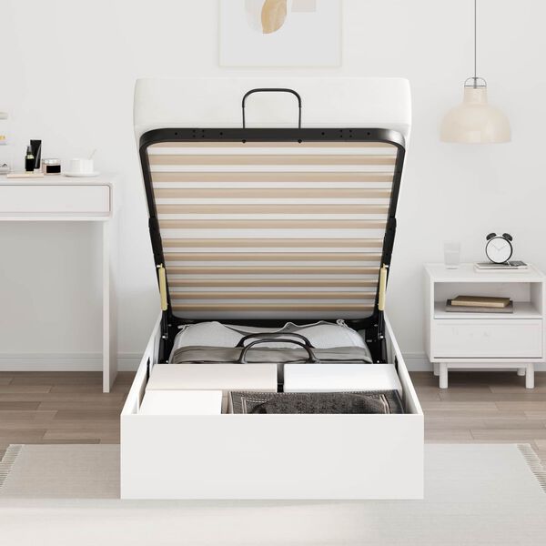 vidaXL Ottoman Bed Frame White 203 x 100 x 25 cm Chipboard