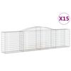 vidaXL Arched Gabion Baskets 15 pcs 400x50x100/120 cm Galvanised Iron