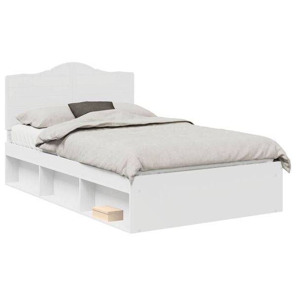 vidaXL Bed Frame with Headboard White 135 x 190 cm Solid Pine Wood